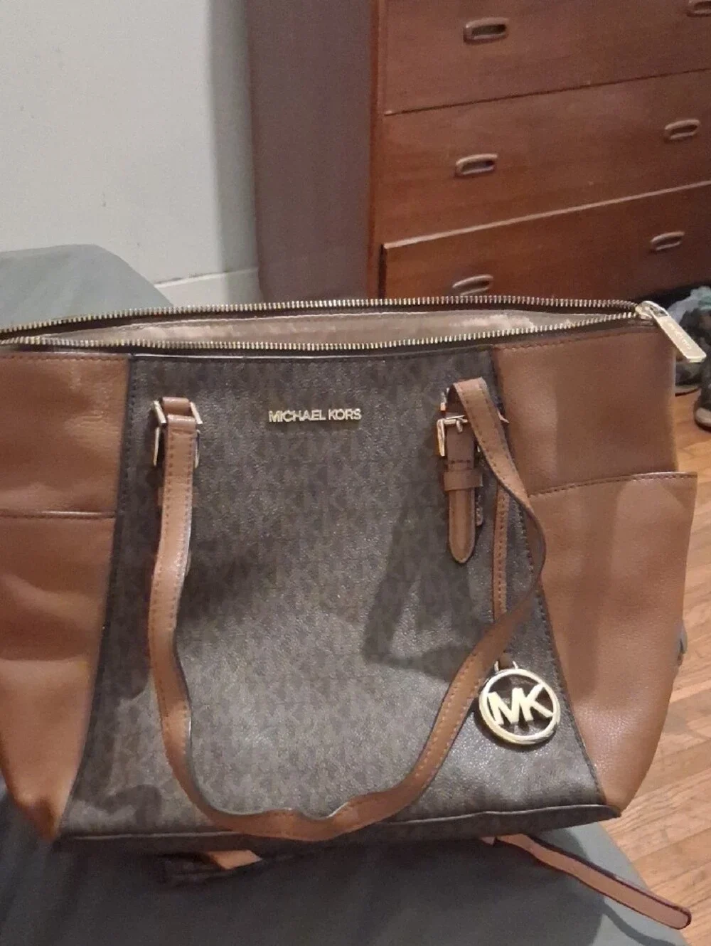 Michael Kors Brown and Tan Logo Tote with Matching Crossbody & Wallet